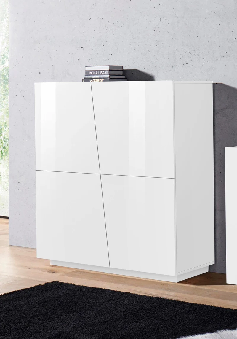 Giudetta - Madia buffet in legno design moderno 4 ante cm 120x43x126h - vari colori