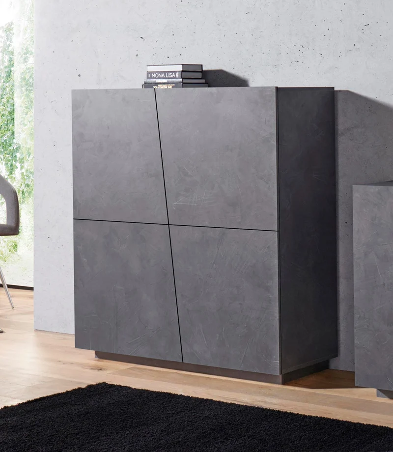 Giudetta - Madia buffet in legno design moderno 4 ante cm 120x43x126h - vari colori