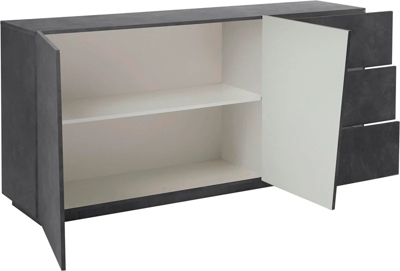 Bastiana - Madia credenza moderna in legno con 2 ante e 3 cassetti cm 180x43x86h - vari colori