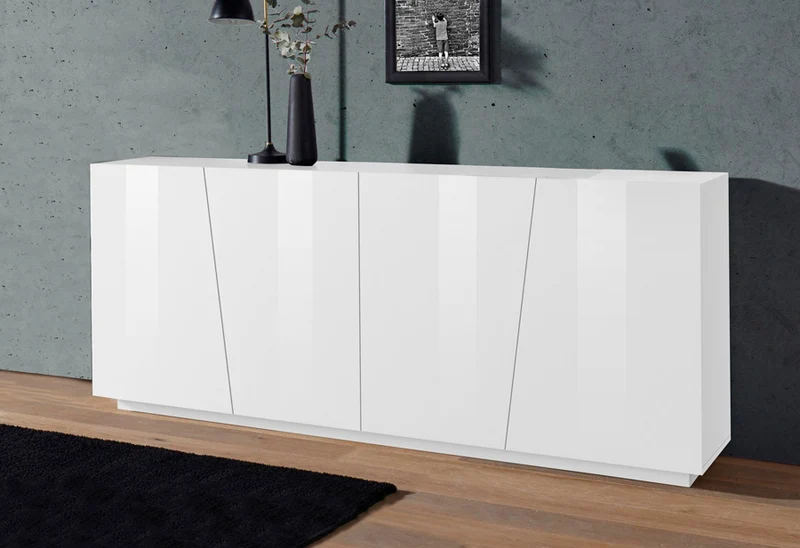 Gioffreia - Madia da soggiorno moderna in legno con 4 ante cm 200x43x86h - vari colori