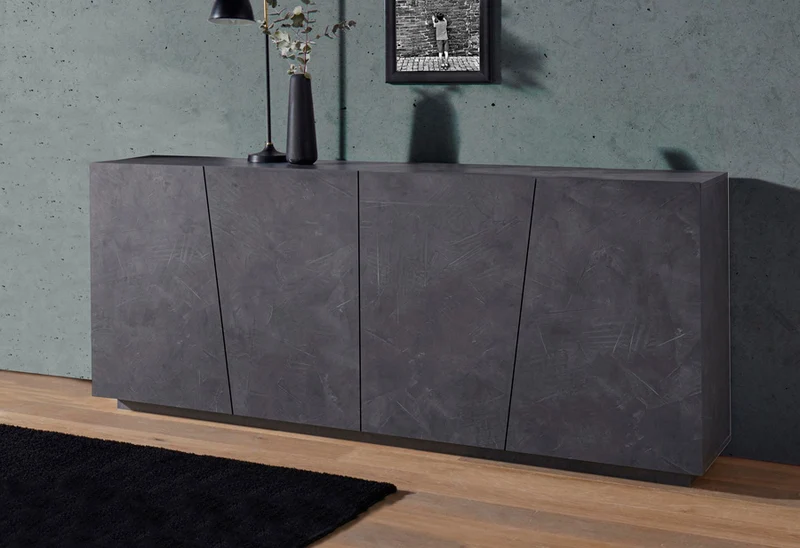 Gioffreia - Madia da soggiorno moderna in legno con 4 ante cm 200x43x86h - vari colori