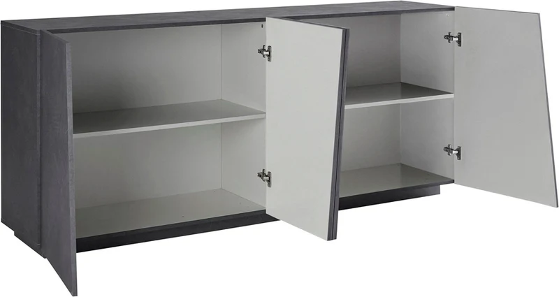 Gioffreia - Madia da soggiorno moderna in legno con 4 ante cm 200x43x86h - vari colori