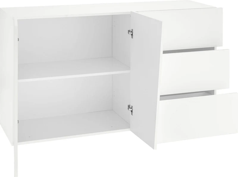 Tyriana - Credenza moderna da soggiorno in legno 2 ante 3 cassetti cm 141x43x86h - vari colori