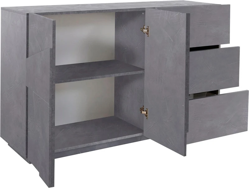 Mariasole - Madia in legno 2 ante 3 cassetti con forme geometriche cm 143x44x86h - vari colori
