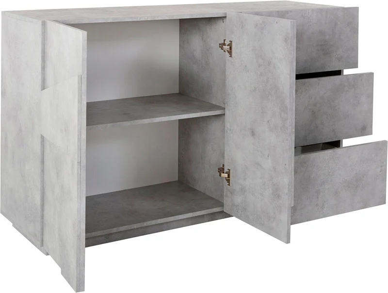 Mariasole - Madia in legno 2 ante 3 cassetti con forme geometriche cm 143x44x86h - vari colori