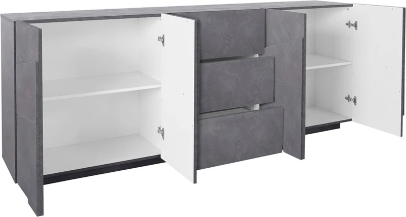Truman - Mobile credenza in legno 4 ante e 3 cassetti cm 224x44x86h - vari colori