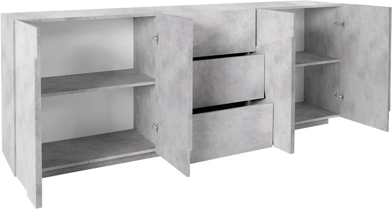 Truman - Mobile credenza in legno 4 ante e 3 cassetti cm 224x44x86h - vari colori