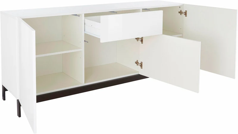 Zibia - Madia credenza con base in metallo e struttura in legno 3 ante e cassetto cm 170x40x73h - vari colori