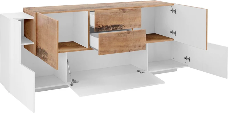 Mielaide - Madia credenza design moderno 5 ante e 2 cassetti cm 220x40/45x86h - vari colori