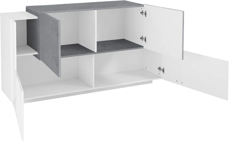 Taconia - Mobile credenza soggiorno in legno con 2 ante e 2 cassetti cm 160x40/45x86h - vari colori