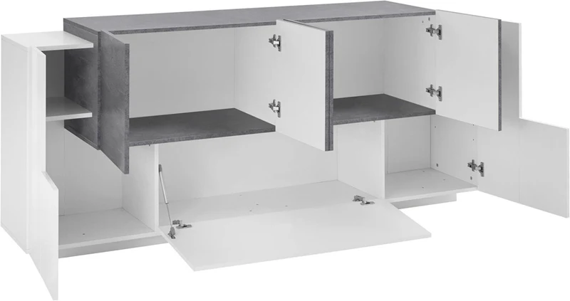 Beatrice - Credenza moderna da cucina in legno 7 ante cm 200x40/45x86h - vari colori