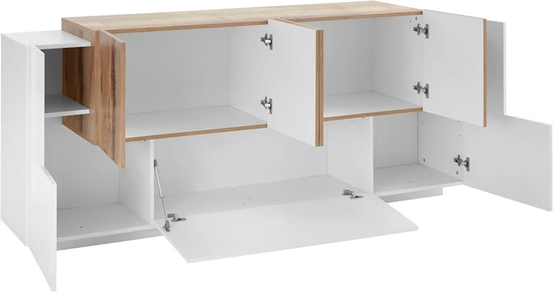 Beatrice - Credenza moderna da cucina in legno 7 ante cm 200x40/45x86h - vari colori