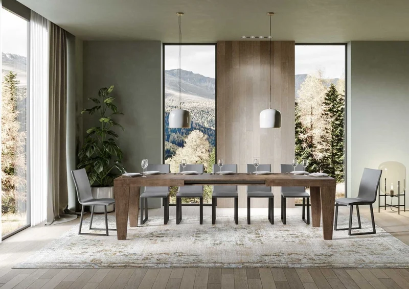 William - Tavolo design allungabile in legno da soggiorno - vari modelli