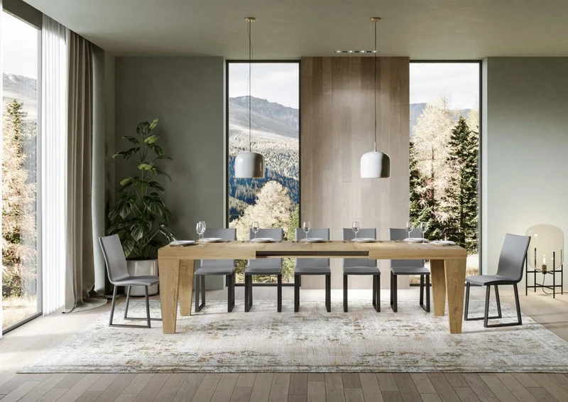 William - Tavolo design allungabile in legno da soggiorno - vari modelli