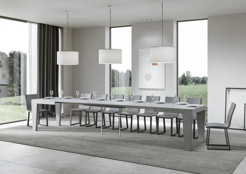 William - Tavolo design allungabile in legno da soggiorno - vari modelli