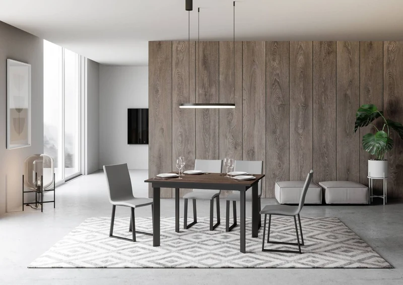 Isacco - Tavolo da cucina piano in legno gambe in metallo cm 120/180x90x74h - vari colori
