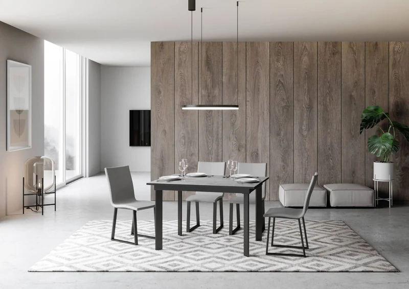 Isacco - Tavolo da cucina piano in legno gambe in metallo cm 120/180x90x74h - vari colori