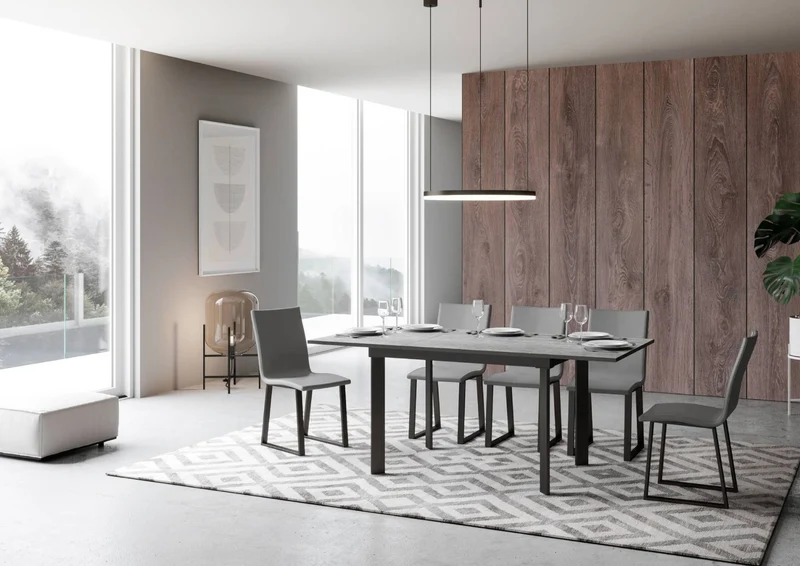 Isacco - Tavolo da cucina piano in legno gambe in metallo cm 120/180x90x74h - vari colori
