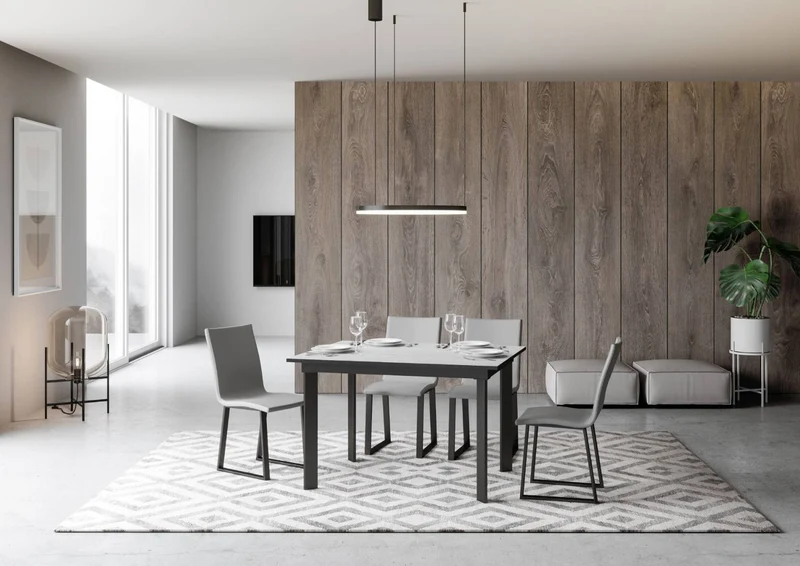 Isacco - Tavolo da cucina piano in legno gambe in metallo cm 120/180x90x74h - vari colori