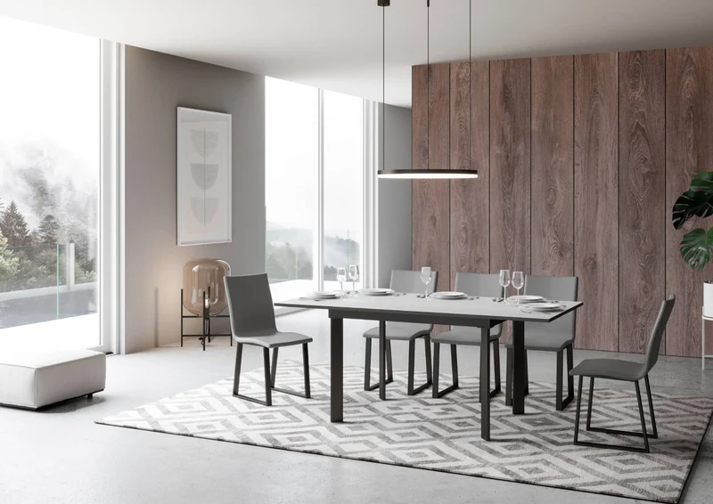 Isacco - Tavolo da cucina piano in legno gambe in metallo cm 120/180x90x74h - vari colori
