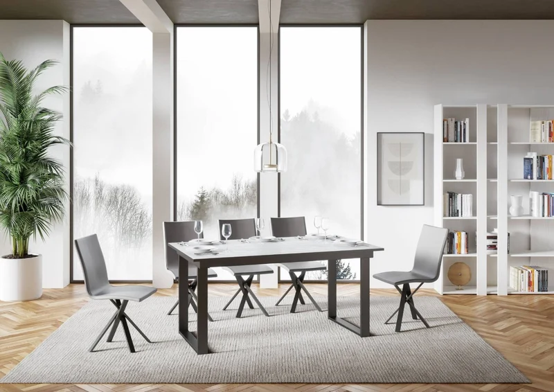 Anchise - Tavolo allungabile industrial gambe in metallo piano in legno cm 160/220x90x74h - vari colori