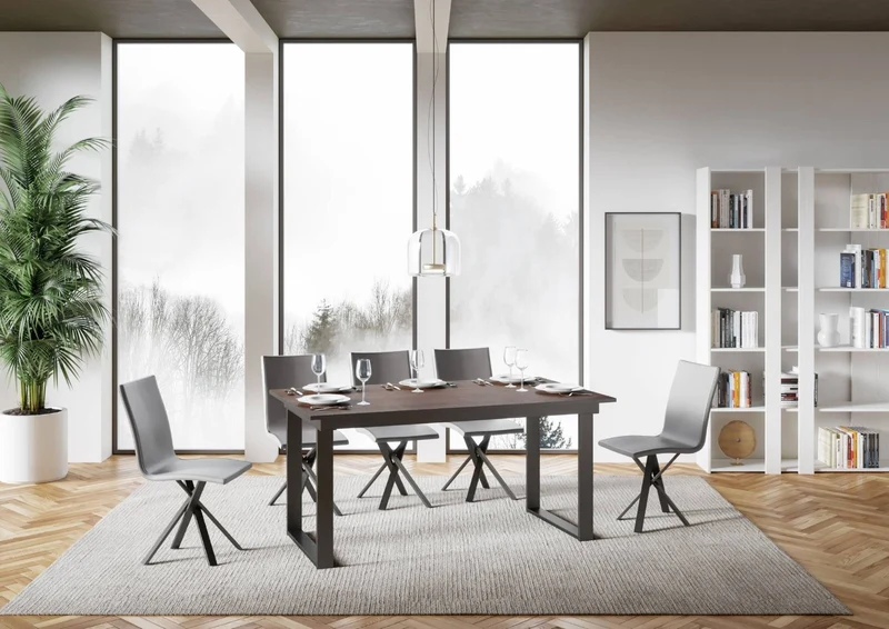 Anchise - Tavolo allungabile industrial gambe in metallo piano in legno cm 160/220x90x74h - vari colori