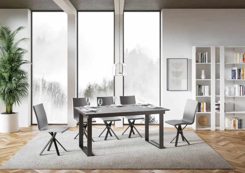 Anchise - Tavolo allungabile industrial gambe in metallo piano in legno cm 160/220x90x74h - vari colori