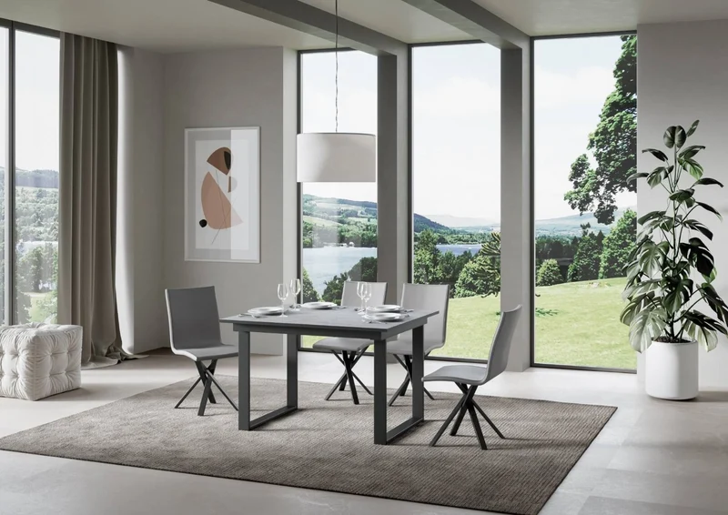 Anchise - Tavolo industrial per cucina sala pranzo in legno e metallo cm 120/180x90x74h - vari colori