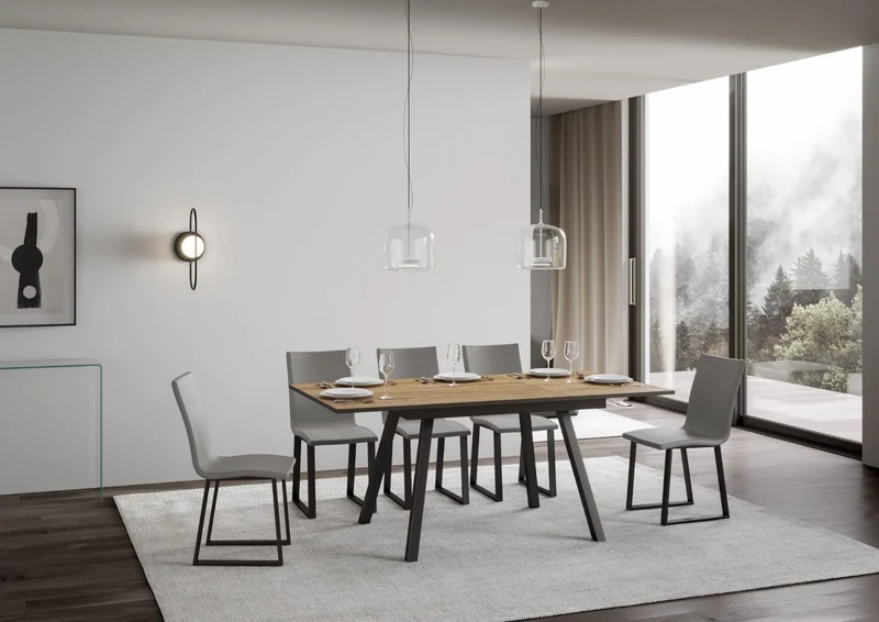 Felino - Tavolo moderno da pranzo allungabile in legno e metallo cm 120/180x90x74h - vari colori