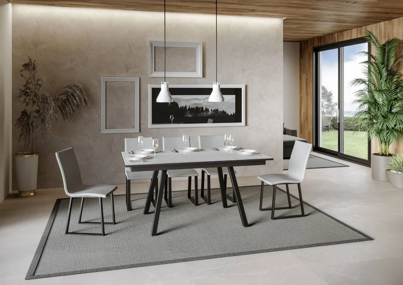 Felino - Tavolo moderno da pranzo allungabile in legno e metallo cm 120/180x90x74h - vari colori