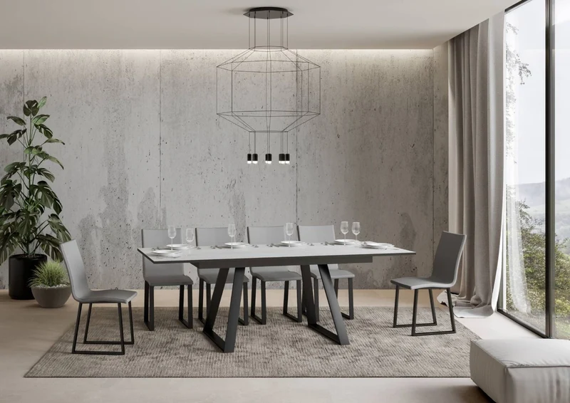 Faviano - Tavolo allungabile in legno e metallo stile industrial cm 160/220x90x74h - vari colori