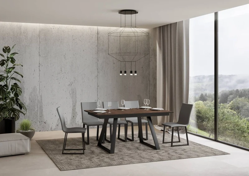 Faviano - Tavolo allungabile in legno e metallo stile industrial cm 160/220x90x74h - vari colori