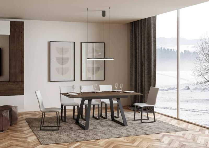 Faviano - Tavolo allungabile in legno e metallo stile industrial cm 160/220x90x74h - vari colori
