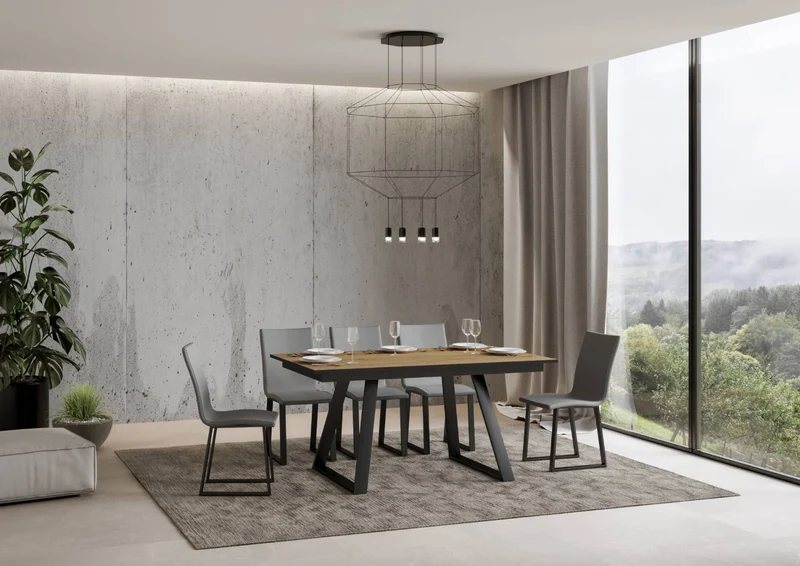 Faviano - Tavolo allungabile in legno e metallo stile industrial cm 160/220x90x74h - vari colori