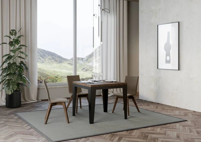 Candara Libra - Tavolo quadrato allungabile piano in legno apertura a libro cm 90/180x90x78h - vari colori