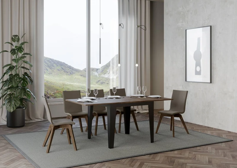 Candara Libra - Tavolo quadrato allungabile piano in legno apertura a libro cm 90/180x90x78h - vari colori