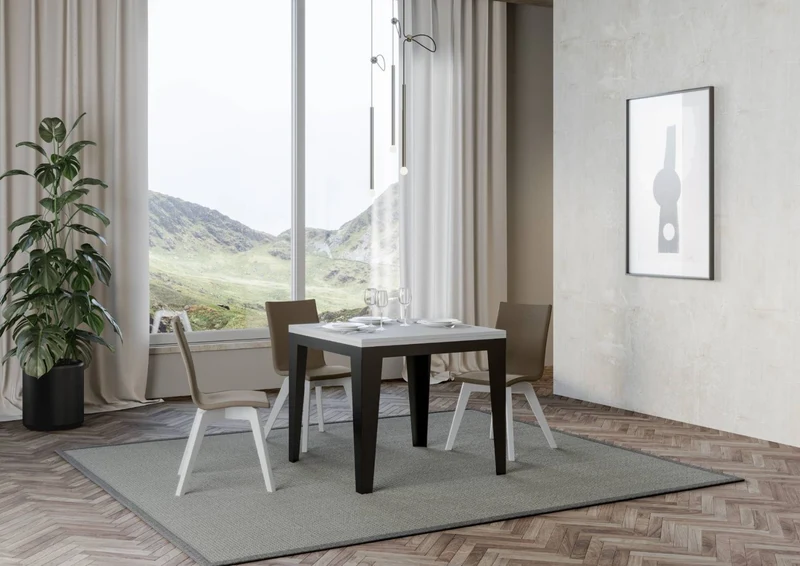 Candara Libra - Tavolo quadrato allungabile piano in legno apertura a libro cm 90/180x90x78h - vari colori