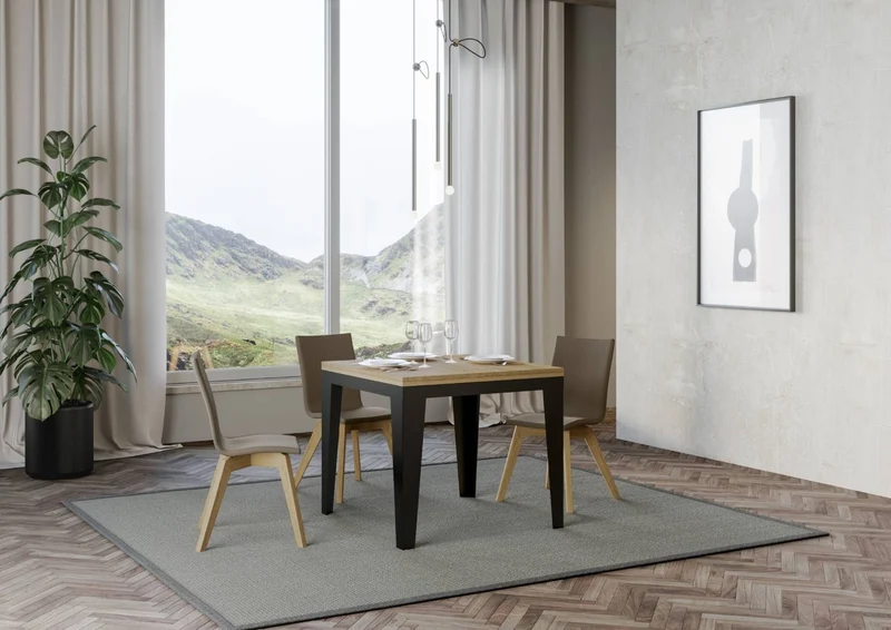 Candara Libra - Tavolo quadrato allungabile piano in legno apertura a libro cm 90/180x90x78h - vari colori
