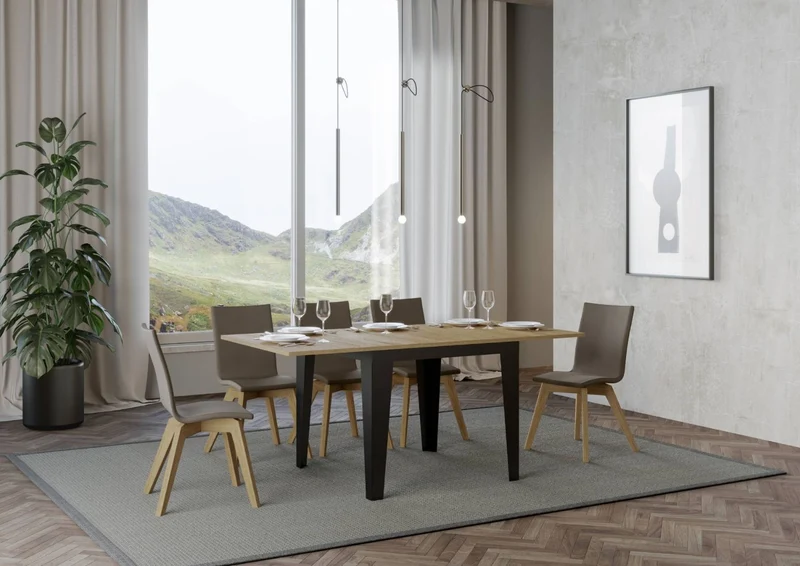 Candara Libra - Tavolo quadrato allungabile piano in legno apertura a libro cm 90/180x90x78h - vari colori