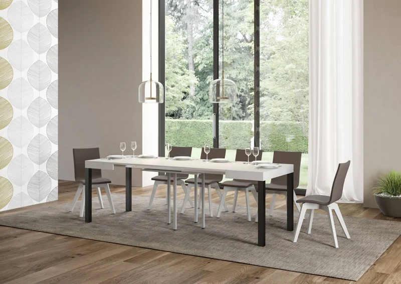 Ares - Tavolo quadrato allungabile per soggiorno in metallo e legno cm 90/246x90x77h - vari colori