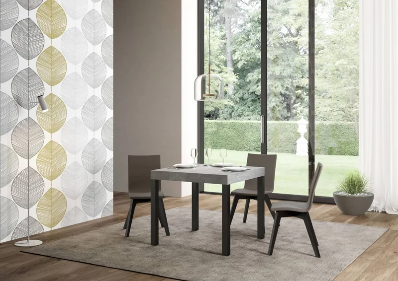 Ares - Tavolo quadrato allungabile per soggiorno in metallo e legno cm 90/246x90x77h - vari colori