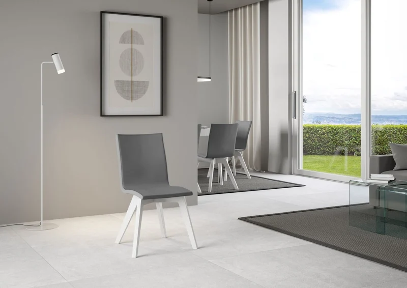 Clary - Set da 2 Sedia moderna gambe in legno seduta in ecopelle cm 44x40x84h - vari colori