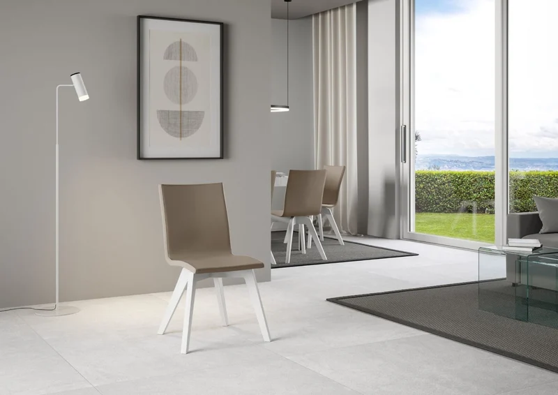 Clary - Set da 2 Sedia moderna gambe in legno seduta in ecopelle cm 44x40x84h - vari colori