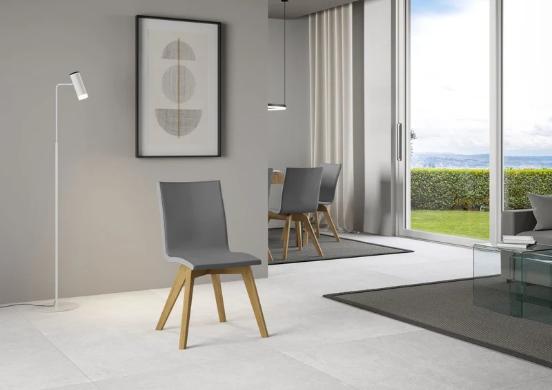 Clary - Set da 2 Sedia moderna gambe in legno seduta in ecopelle cm 44x40x84h - vari colori