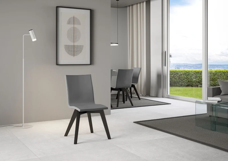 Clary - Set da 2 Sedia moderna gambe in legno seduta in ecopelle cm 44x40x84h - vari colori