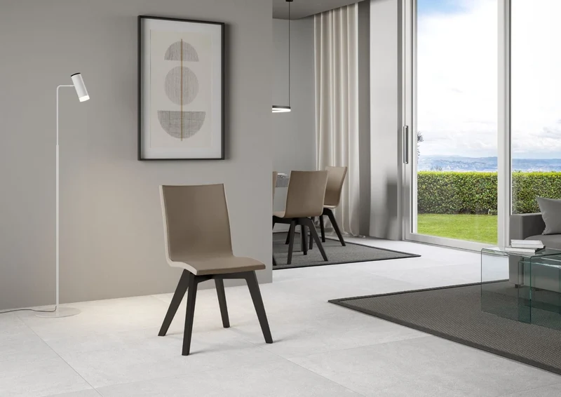 Clary - Set da 2 Sedia moderna gambe in legno seduta in ecopelle cm 44x40x84h - vari colori