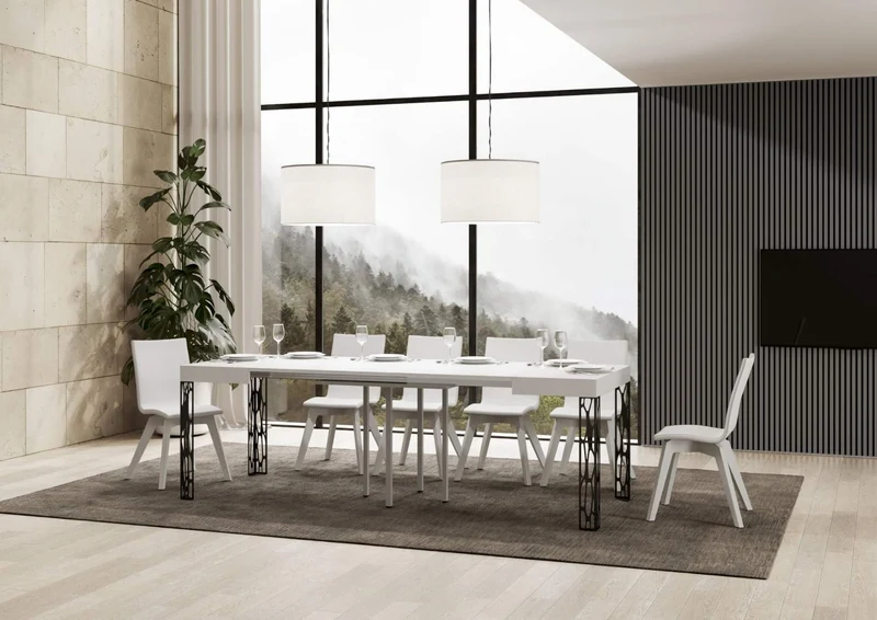Ghibli - Tavolo moderno quadrato allungabile piano in legno cm 90/246x90x77h - vari colori