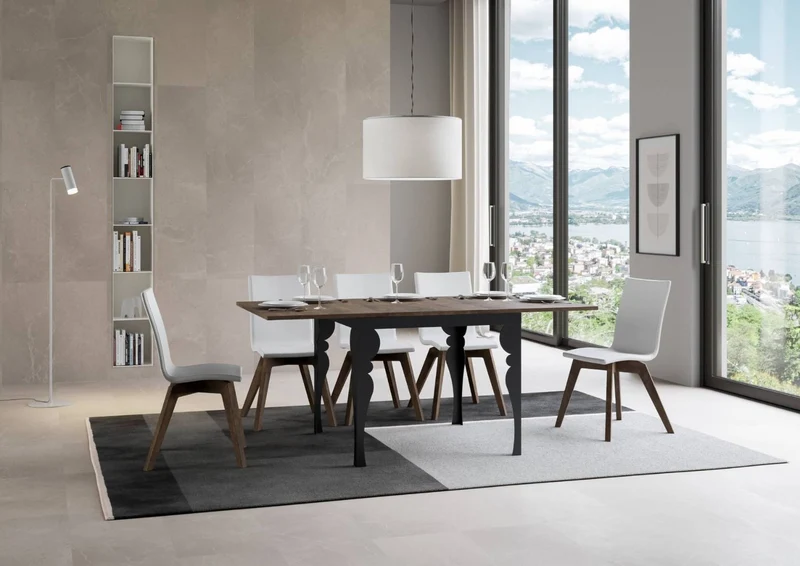 Rayan Libra - Tavolo in legno e metallo allungabile con apertura a libro cm 90/180x90x80h - vari colori
