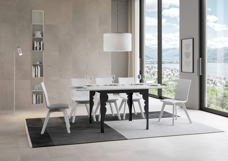 Rayan Libra - Tavolo in legno e metallo allungabile con apertura a libro cm 90/180x90x80h - vari colori