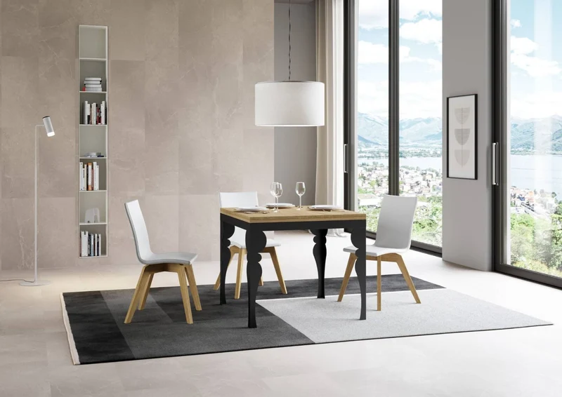 Rayan Libra - Tavolo in legno e metallo allungabile con apertura a libro cm 90/180x90x80h - vari colori